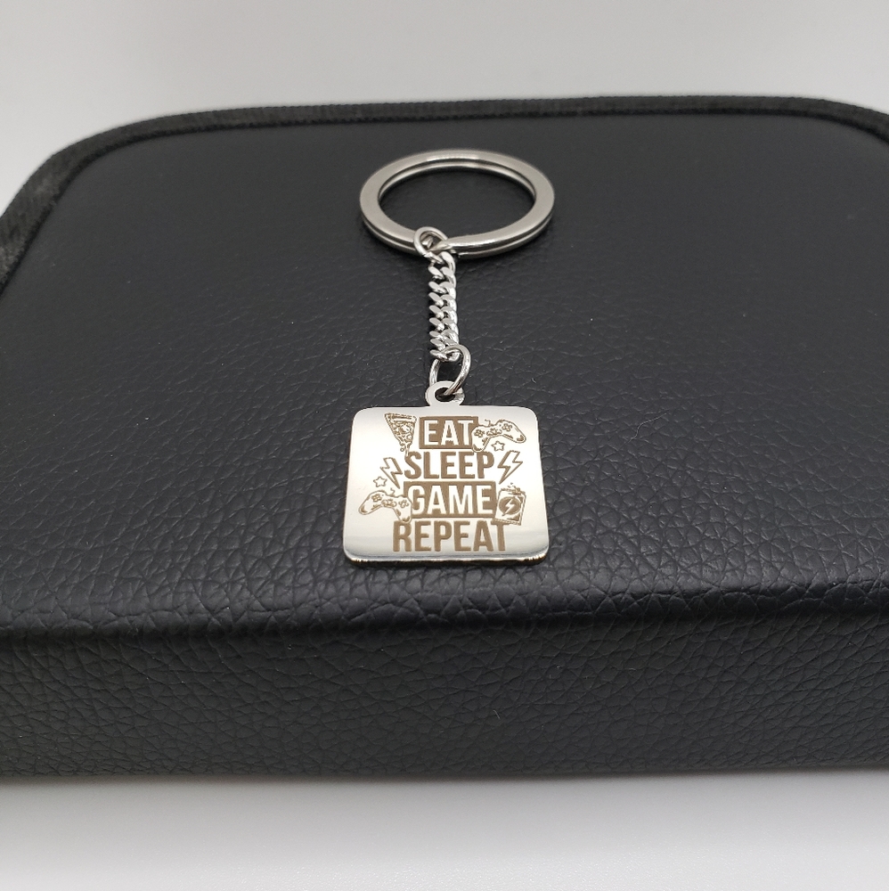 "Eat Sleep Game Repeat" Keychain